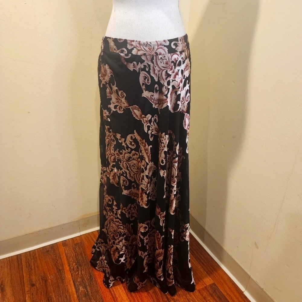 ROZ AND ALI Floral Flare Maxi skirt size L - Picture 1 of 8
